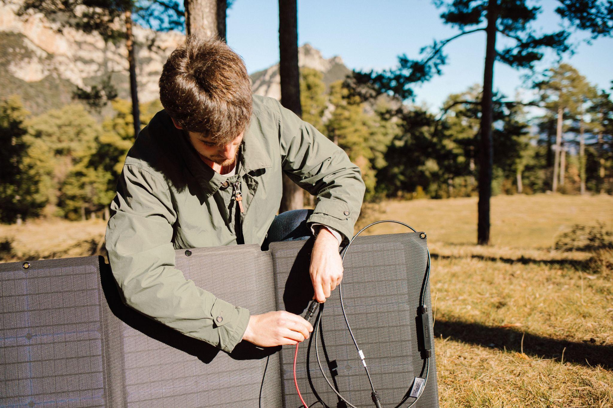 plugging in portable solar panels